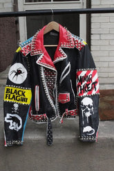 Men's Steampunk Gothic Personalized Jacket, Customize Handmade Bikers Patches Jacket, Motorbike Brando Studded Fashion Jacket,